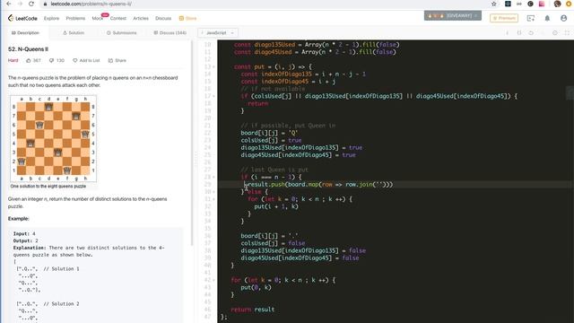 leetCode 52 N-Queens II (Backtracking) | JSer - algorithm and JavaScript смотреть онлайн