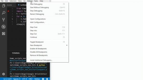The VS Code workflow for EV3 Python programming