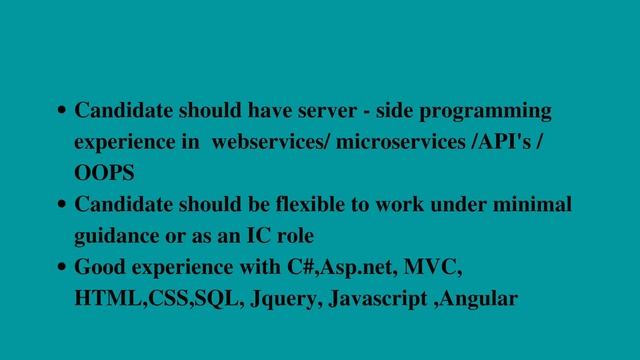 Candidate Should Have .Net developer | MVC | | HTML | | CSS | SQL| смотреть онлайн