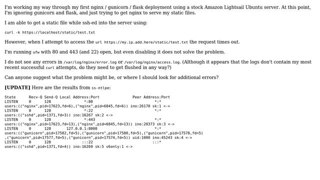 nginx static files served on server using curl, but not to browser on remote machine смотреть онлайн