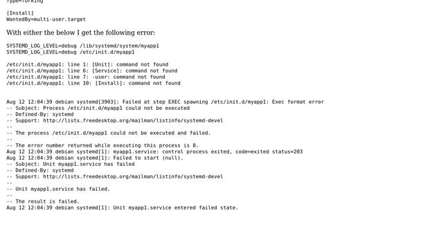Unix & Linux: systemd Exec format error смотреть онлайн