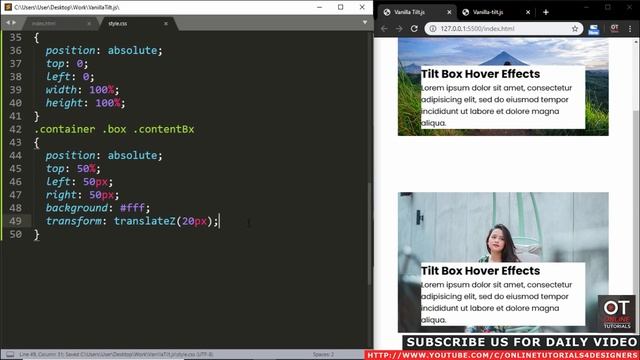 Javascript Mousemove 3D Parallax Tilt Effect using Vanilla tilt.js | 3D Tilt Hover Effects смотреть онлайн