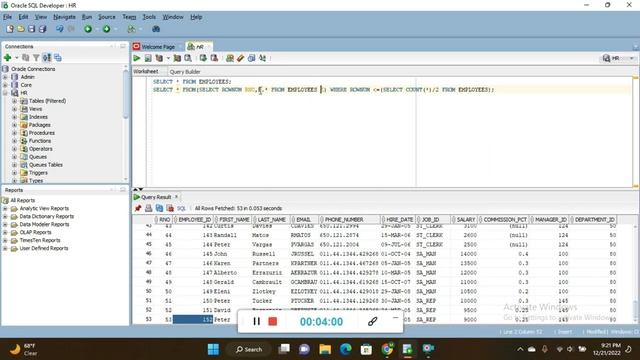 How to Fetch First 50 Percent Records and Last 50 Percent Records in oracle смотреть онлайн