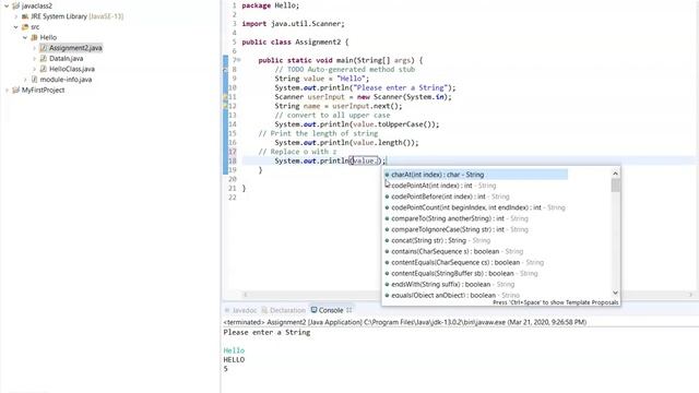 In Java How to Convert Uppercase, print length of String, Replace Character, concatenate string смотреть онлайн
