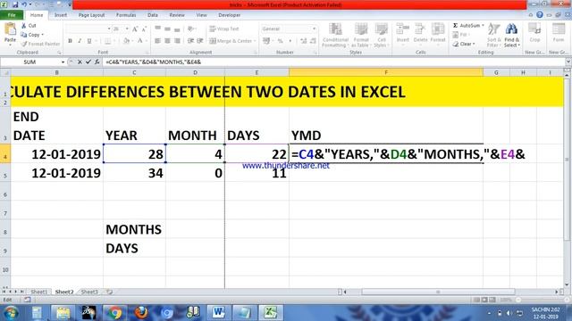 How to calculate differences between two dates in Excel in Hindi смотреть онлайн