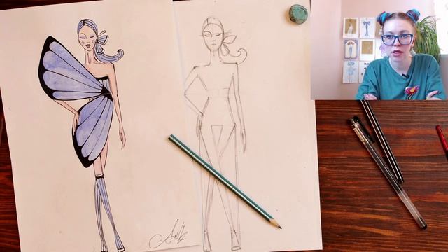 Рисуем вместе Fashion sketch на тему Симметрия и Асимметрия в композиции I Обучение рисованию I смотреть онлайн