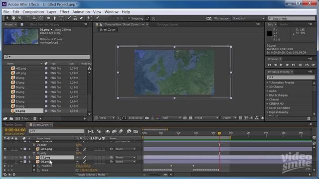 Эффект приближения со спутника в After Effects. смотреть онлайн