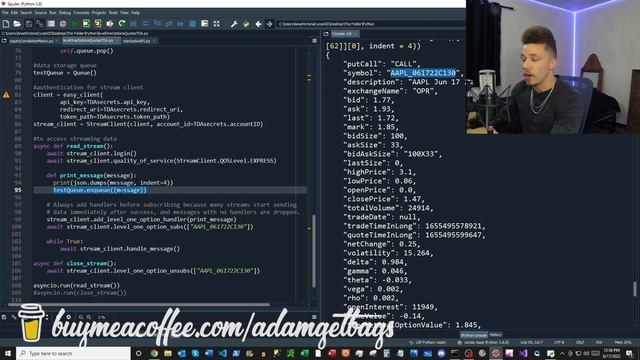 Real Time Streaming Option Price Data With TD Ameritrade API In Python смотреть онлайн