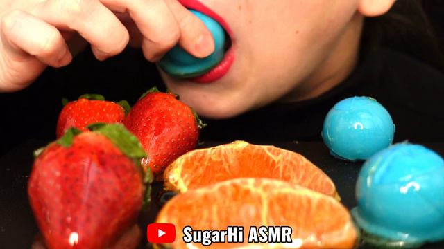 ASMR TANGHULU CANDIED FRUIT 탕훌루 과일 GUMMY TANGHULU 거미 탕훌루 strawberry orange mukbang eating sounds смотреть онлайн
