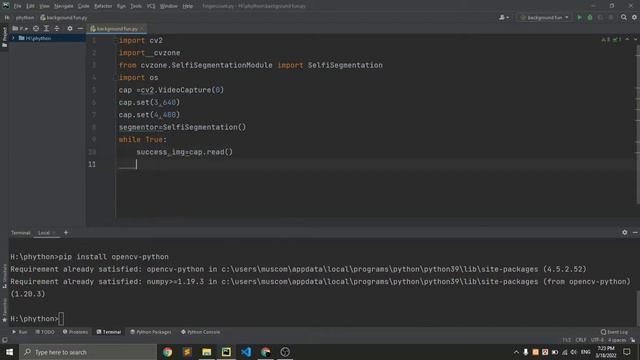 Real Time Background Replacement using OpenCV and CVzone | python tutorial смотреть онлайн