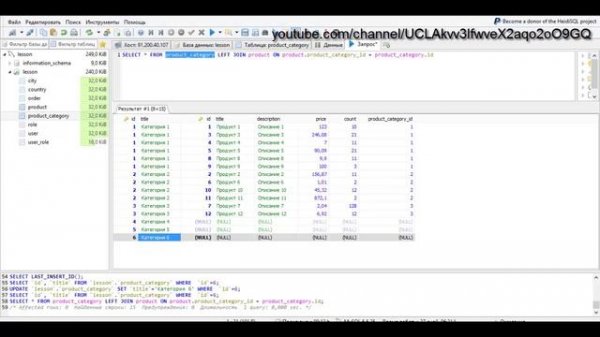 SQL для начинающих (DML): Объединение таблиц LEFT JOIN / LEFT OUTER JOIN (MySql), Урок 14!