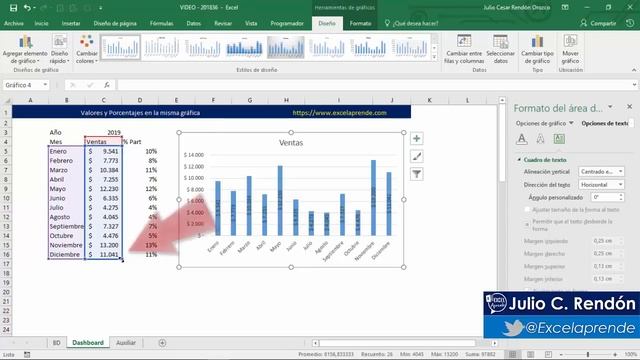 Valores y Porcentajes en la misma gráfica | Excel Aprende смотреть онлайн