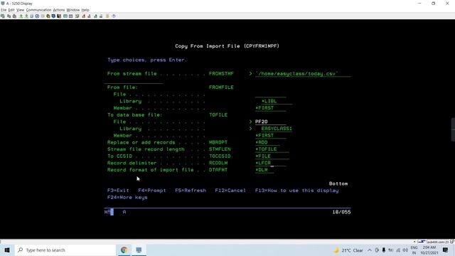 Import CSV file into PF in IBM i AS400 смотреть онлайн