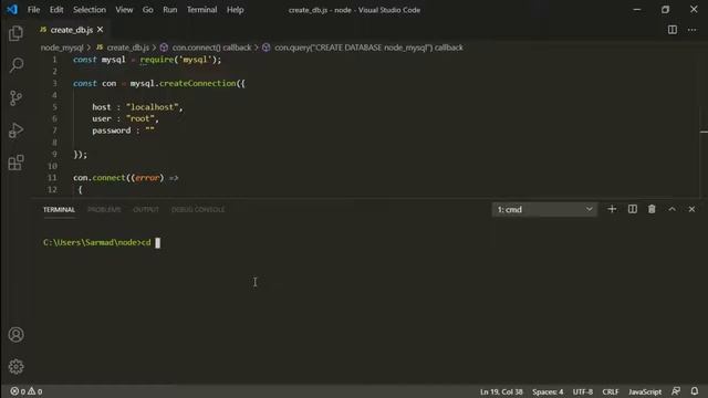 HOW TO CREATE DATABASE MYSQL NODE.js смотреть онлайн