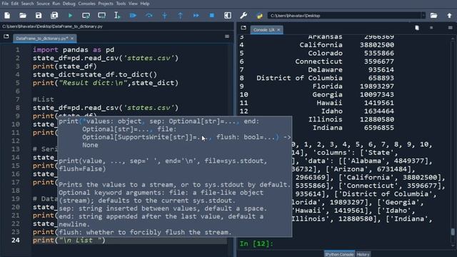68. CSV to Pandas DataFrame Object and Converting it to Dictionary in Python with Code || to_dict() смотреть онлайн