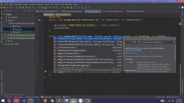 46. Android Sqlite Database Tutorial 5 - Insert into sqlite table example - Urdu/Hindi смотреть онлайн