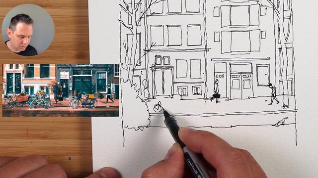 URBAN SKETCHING loose ink & watercolor tutorial | Easy Step by Step Process смотреть онлайн