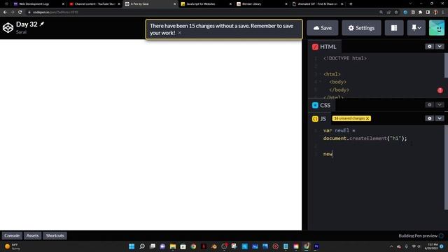 Creating a new HTML element using JavaScript only| Day 32 of JS смотреть онлайн