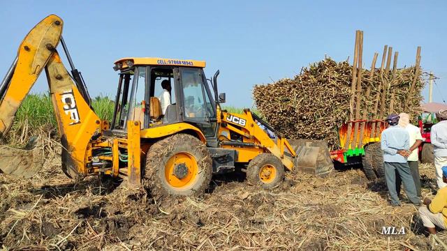 Tractor Stuck In Mud Backhoe Machine Pulling Out Fild | Backhoe Operator Pulling The Tractor | CFV