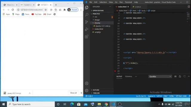 How to add JQuery | part (1.1) | link and import library file | jquery bangla tutorial смотреть онлайн