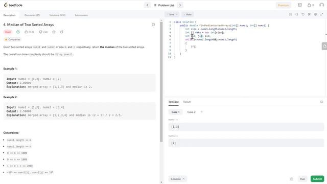 Java: Median of Two Sorted Arrays - Leetcode 4 смотреть онлайн