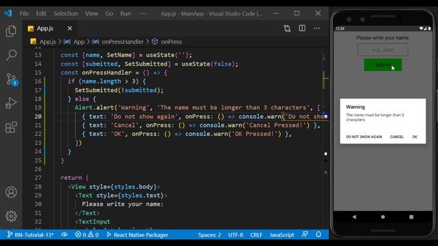 React Native Tutorial #13 - Alert & Toast Message смотреть онлайн