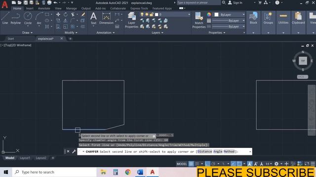 AUTOCAD 2023 TUTORIALS CHAMFER COMMAND | EXPLAIN CAD смотреть онлайн