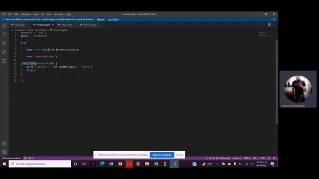 Conexión.php base de datos смотреть онлайн