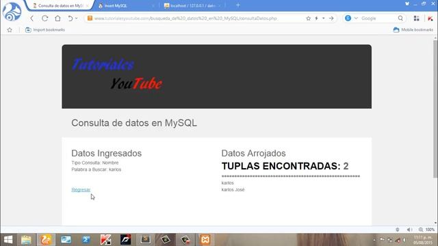 007 Consulta A MySQL Uso Del Método LIKE, WHERE & Md5.