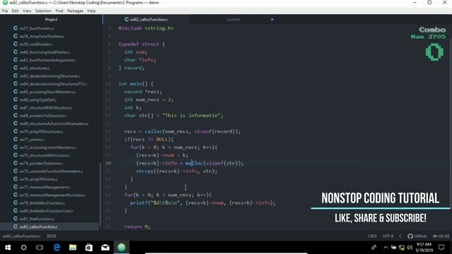 The Calloc Function Easiest Way To Learn C With Atom Editor In Windows 10 #84 ►▼◄ смотреть онлайн