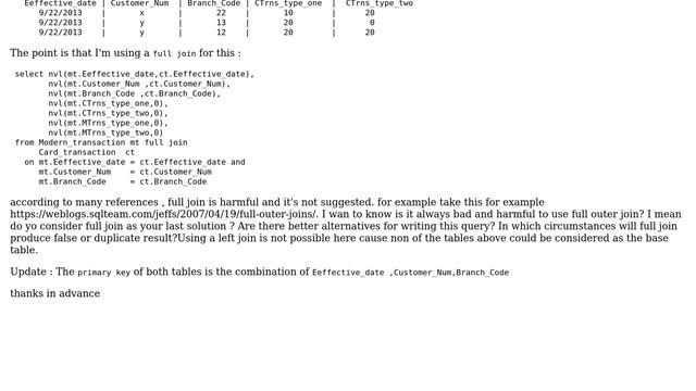 Are there better alternatives rather than using a "Full outer join" when it is not possible to... смотреть онлайн