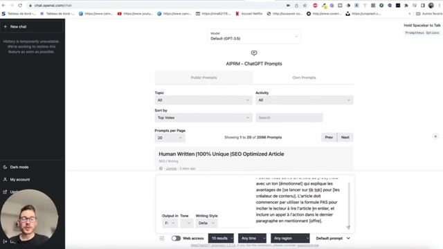 500 Prompts Chat GPT à Copier Coller Pour Exploser Tes Résultats - Je Te Montre Tout En Direct.