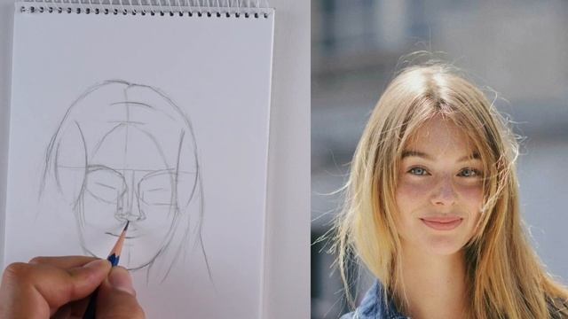 Portrait sketch practice | How to use Loomis method for sketches | beautiful Girl drawing смотреть онлайн