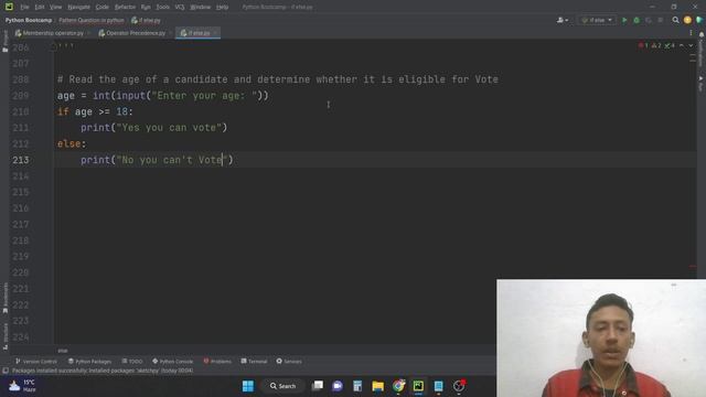 How to determine whether person is eligible for Vote || #if #else #elif #python | Python full Cours смотреть онлайн