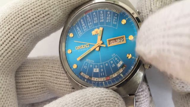 Vintage Orient Watch Perpetual Calendar Blue Dial Automatic 21 Jewels Y469672-4A смотреть онлайн