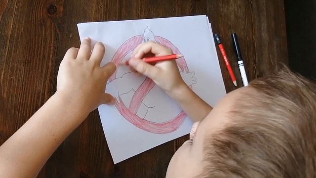 Рисуем эмблему из мультика ОХОТНИКИ ЗА ПРИВЕДЕНИЯМИ / белый призрак / рисуем приведение смотреть онлайн