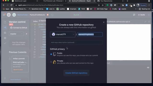How to create a Github repository from your Replit project. смотреть онлайн