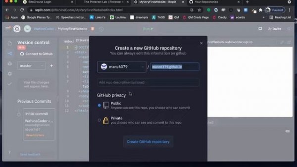 How to create a Github repository from your Replit project.