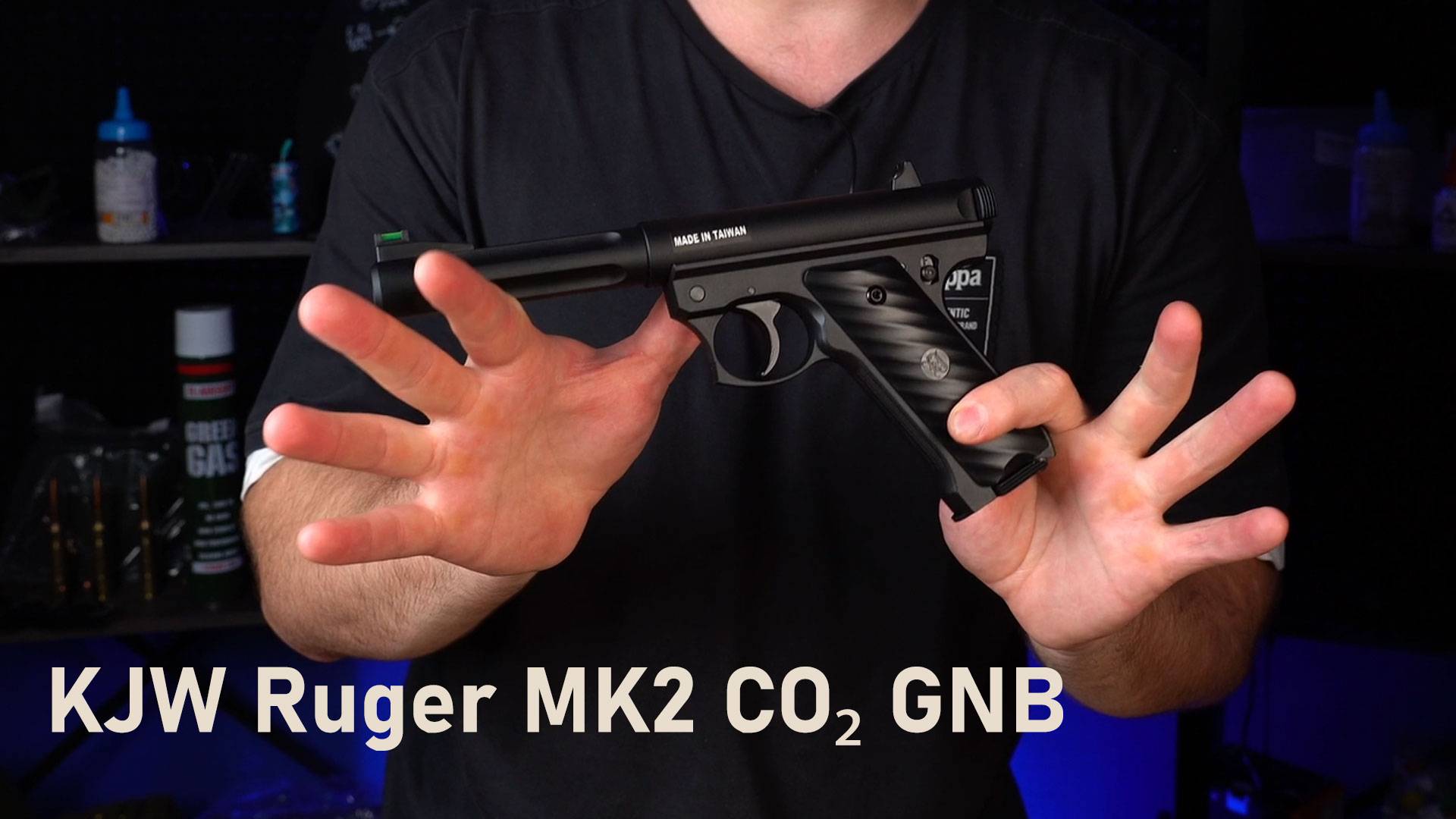 Страйкбольный пистолет KJW Ruger MK2 CO₂ GNB Black смотреть онлайн