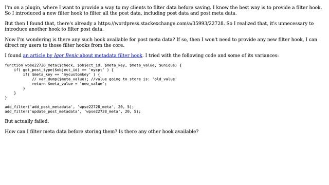 Wordpress: How to filter into post meta data before saving? смотреть онлайн