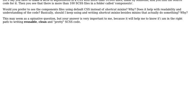 Software Engineering: Should I use SCSS mixins as shortcuts for default CSS syntax? смотреть онлайн