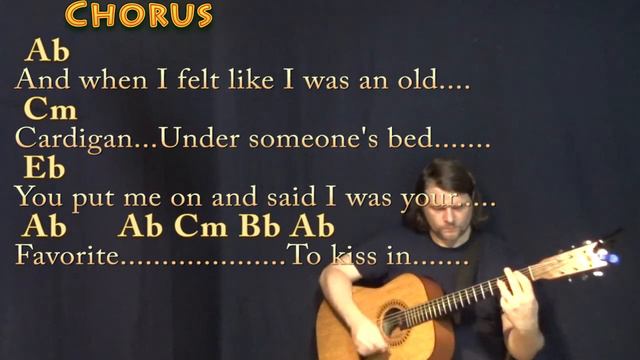 cardigan (Taylor Swift) Guitar Lesson Chord Chart in Eb with Chords/Lyrics смотреть онлайн