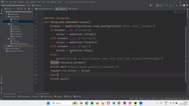 4. Selenium Python Hybrid Framework - Reading from Configuration file смотреть онлайн