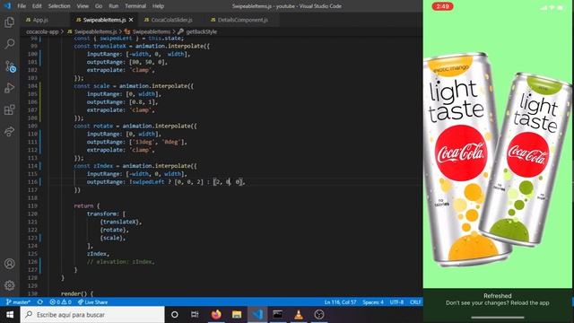 Coca Cola App | Gesture Animations | Animation Part 2/2 - React Native смотреть онлайн