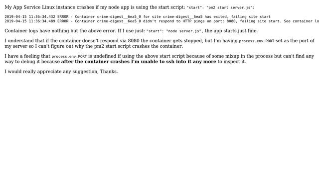 Azure Web App (Linux): "Error: Container didn't respond to HTTP pings on port: 8080" - when... смотреть онлайн