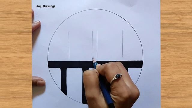 Easy Circle Scenery drawing | Pencil Drawing ln Circle Step By Step | Pencil Sketch смотреть онлайн