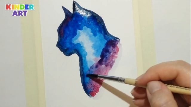 Космический кот - Рисунок акварелью