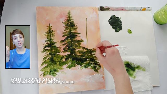 Step by Step, How to Paint, EASY Evergreen Winter Pine Trees смотреть онлайн