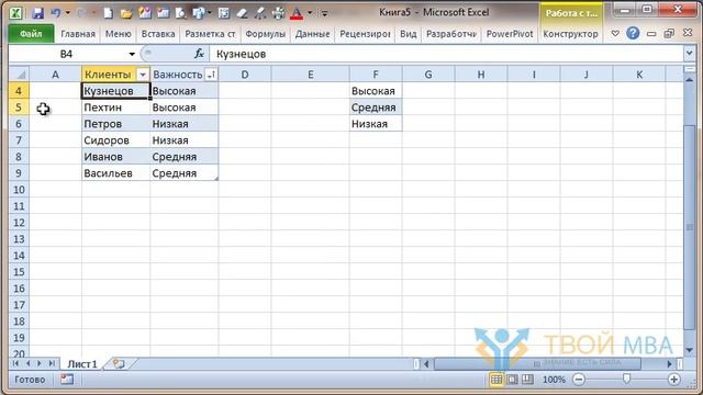 Списки в Excel смотреть онлайн