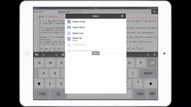 Wrix For IOS - Text Select Function